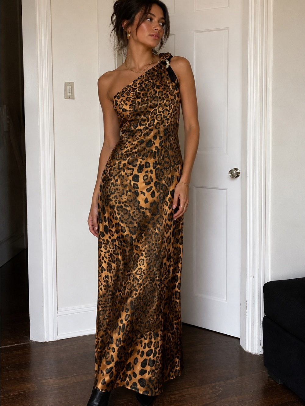 Leopard Print Maxi dress gown prom homecoming 28 inch waist